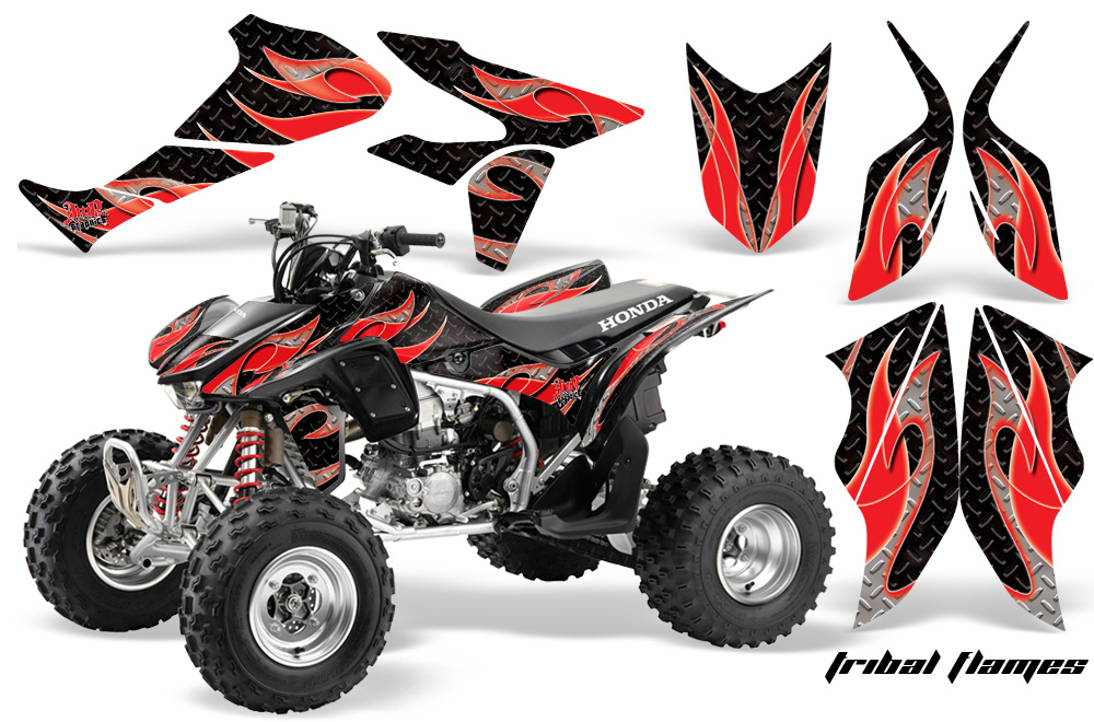 Honda TRX450 Graphics Kit TRIBALFLAMES RED BLACKBG